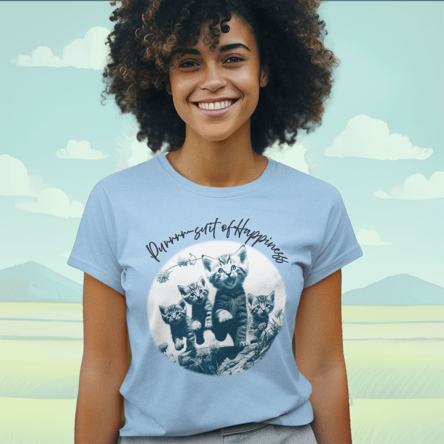 "Purrrr-suit of Happiness” Kitten Stampede Tee