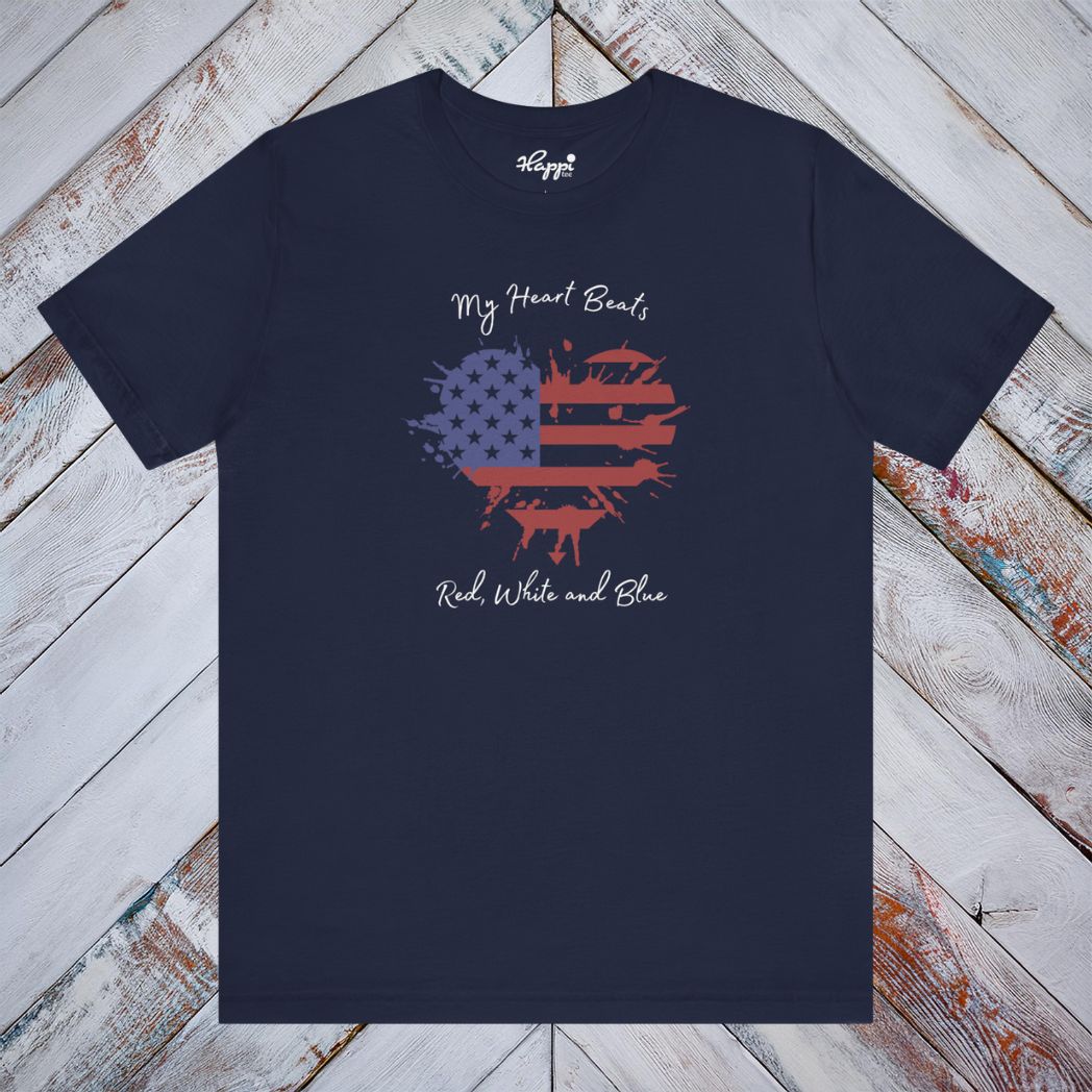 My Heart Beats Red, White and Blue Tee