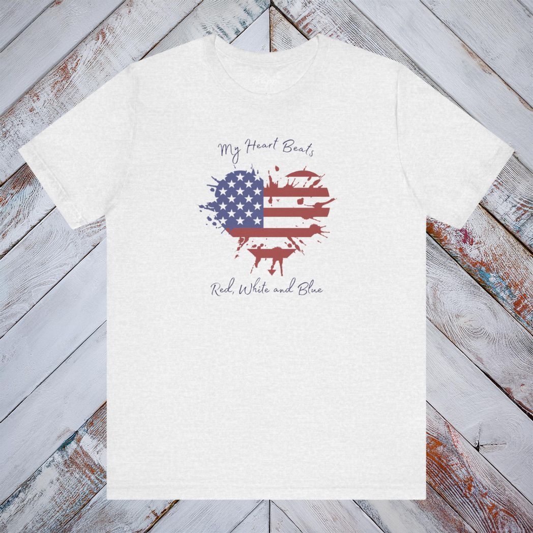 My Heart Beats Red, White and Blue Tee