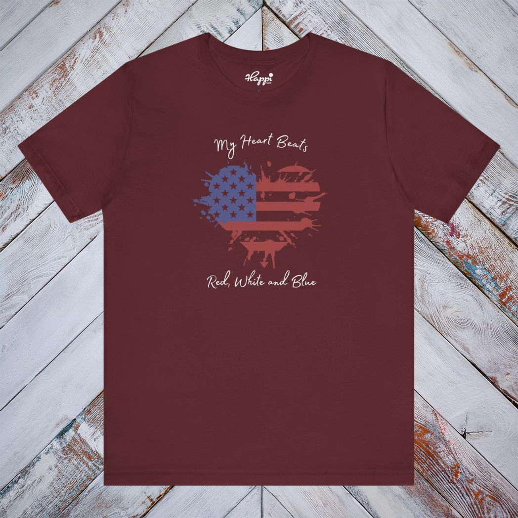 My Heart Beats Red, White and Blue Tee