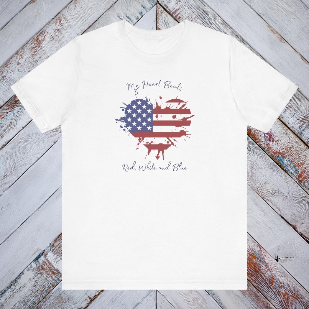 My Heart Beats Red, White and Blue Tee